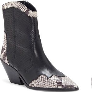 Jaidin Snake Print Embossed Western Ankle Boots